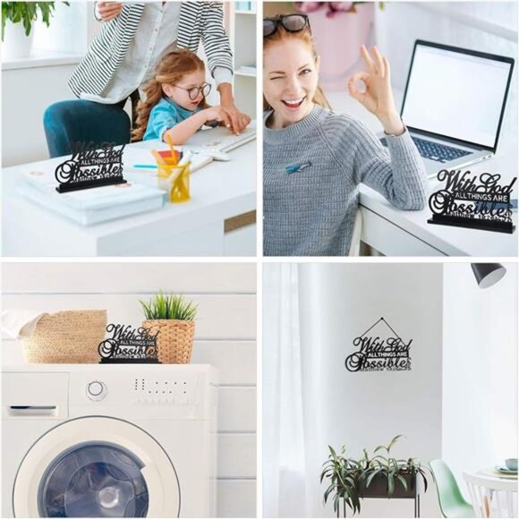 Inspirational Table Art with God All Things are Possible Positive Sign Home - Picture 3 of 7